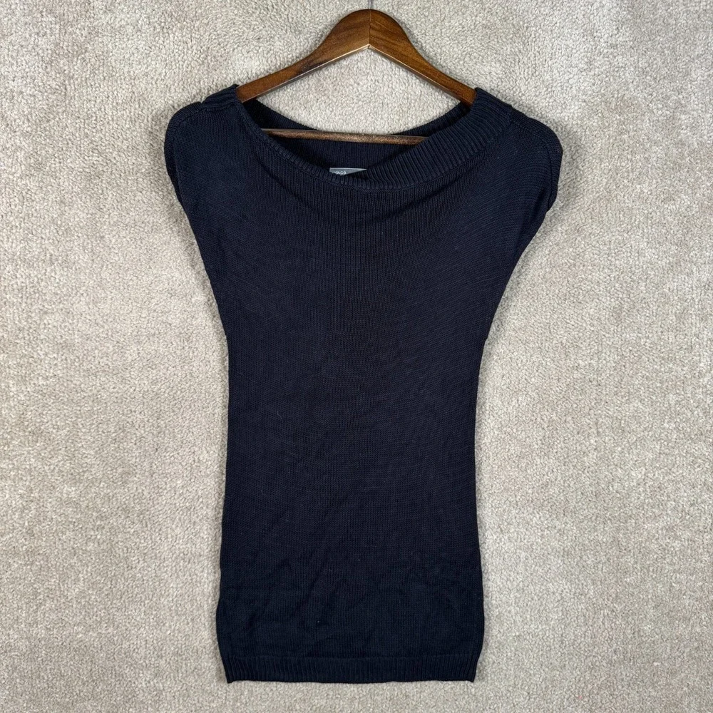 Vince Knit Sweater Tank Women's XS Black Sleeveless Pullover Top Off Shoulder‎